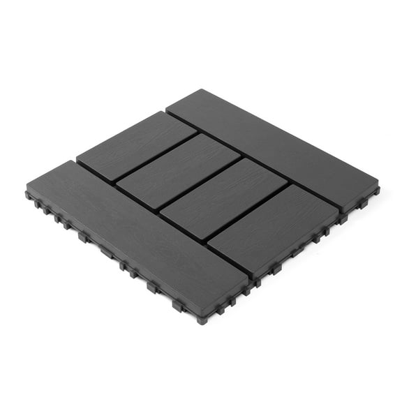 Interlocking Deck Tiles - 44 Pack 12x12 Waterproof Outdoor Flooring - Dark Gray PP Plastic Patio Tiles for Backyard, Pool, Balcony & Terrace Grey   Garden & Outdoor   Polypropylene   Polypropylene