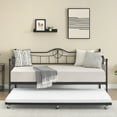 thumbnail image 3 of Metal Twin Trundle Daybed with Headboard & Armrests | Pull-Out Sofa Bed for Multi-Room Use, Easy Assembly, 3 of 35