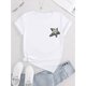 thumbnail image 2 of Camisetas de manga corta para mujer, diseño gráficoSimple English Star Pattern Print Women's Fashion Trendy Round Neck Short Sleeve, Simple Casual Sports T-shirt, Comfortable Summer Top Women's Clot, 2 of 6