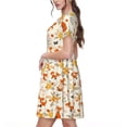 thumbnail image 2 of Goofa Flower Fox Pattern Women Summer Short Sleeve Midi Dress with Pockets Casual Aline Flowy Tshirt Dress Vocation Beach Sundress, 2 of 6