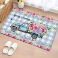 thumbnail image 2 of Spring Area Rugs Collection 2'x3', Truck Botanical Rose Leaves Blue White Plaid Non Slip Indoor Rectangle Throw Runner Rug Floor Mat Carpet for Living Room Dining Table Bedroom Nursery, 2 of 9