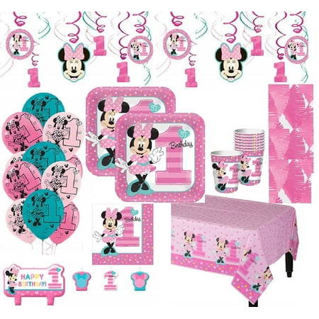 - Minnie Mouse 1st Birthday Mega Kit for 16 Guests