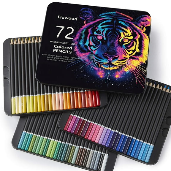 72 Oil Based Colored Pencils Set, 72 pcs Premium Color Pencils, Vibrant Colors, Break-Resistant Core, Organized in Presentation Tin Case