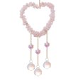 thumbnail image 2 of Adornos De Cristal Campanillas de viento de grava de cristal para decoración de jardín (corazón rosa) Tmvgtek Libre de BPA, 2 of 4