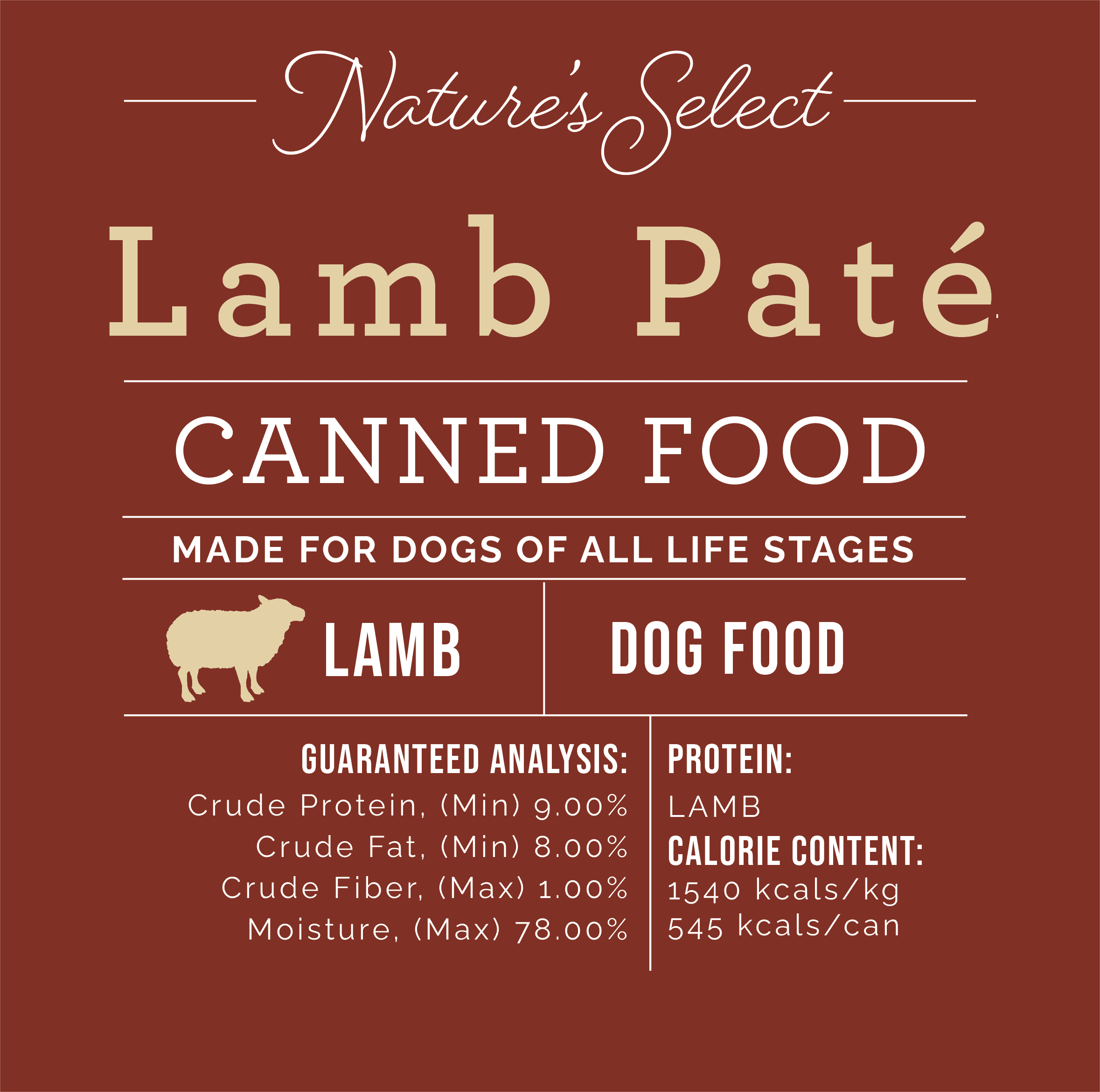 Nature's Select - Lamb & Rice Formula Paté - Canned Food for Dogs (Case of 12)