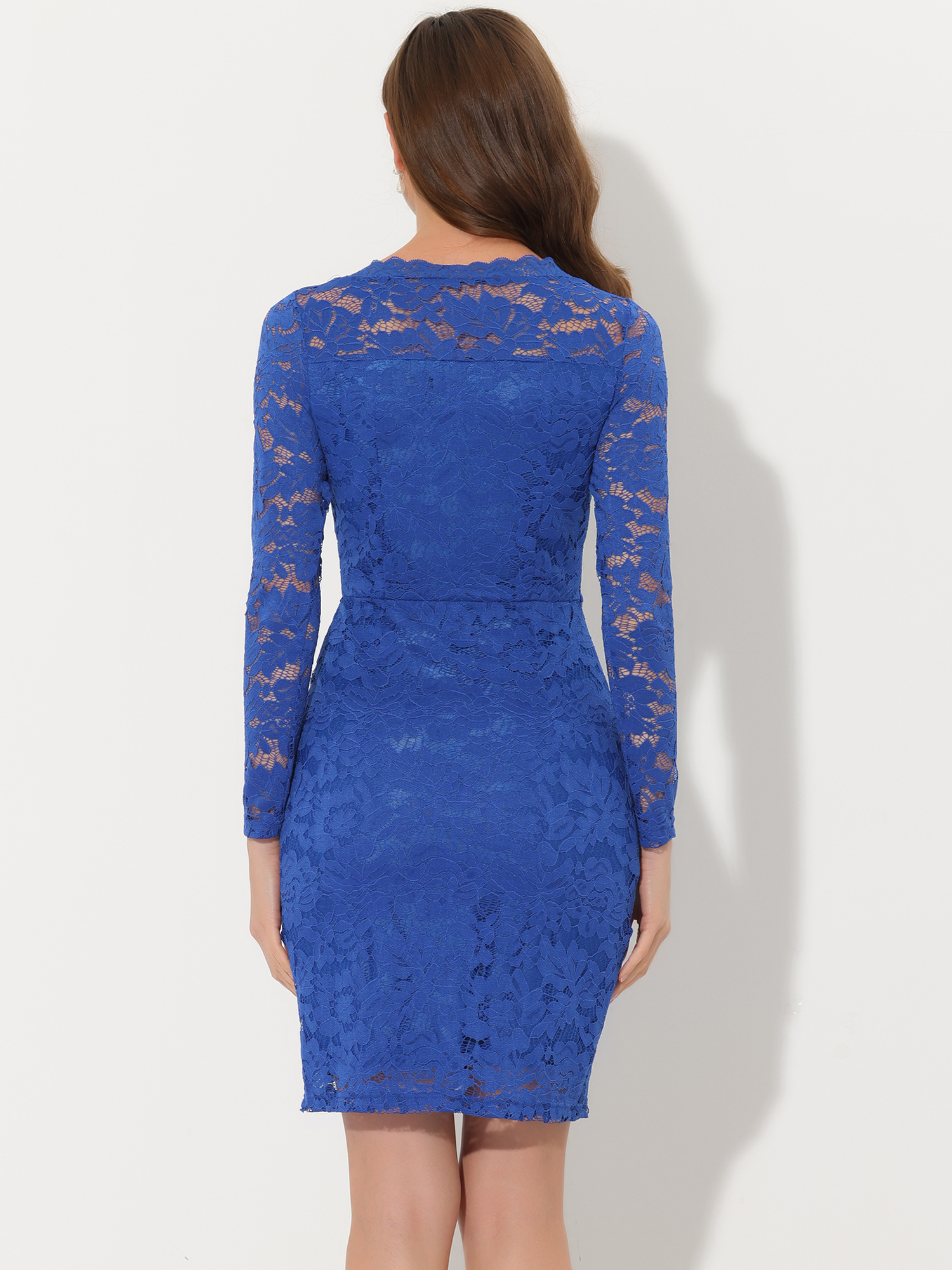 DARING DIVA Boat Neck Elegant Lace Party Cocktail Bodycon Dress XS Royal Blue