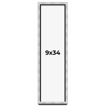 9x34 Frame Brushed Silver Solid Wood Picture Frame | 0.75 Inch Moulding Width | Rabbet Depth 0.75