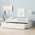 thumbnail image 3 of Harper & Bright Designs Twin Size Daybed Bed with Trundle and Three Storage Drawers, Wood Platform Bed with Headboard and Footboard, White, 3 of 9