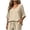 Beige, variant on Womens 3/4 Sleeve V Neck Shirts Solid Color Side Slit Blouses High Low Loose Fit Tunic Tops Fall Casual Comfy Tops Beige M