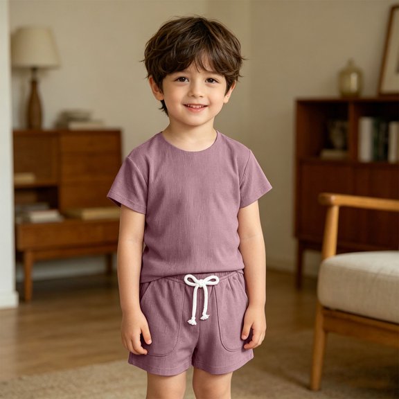 MEZZALL Child Boys Summer Outfit Sets V-Neck Short Sleeve T-Shirts And Shorts Casual Wear Toddler Youth Fashion Relaxed Fit Clothes Sets