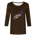 thumbnail image 4 of Levmjia Womens Tops 3/4 Sleeves Summer Holiday Graphic Crew Neck T-shirt USA Flag Shirt 4th of July Tunic Tops Blouse Independence Day Clothes, 4 of 4