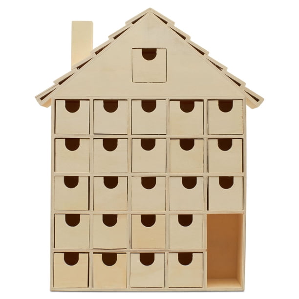DIY Wooden Advent Calendar House 14 x 12 Inch, Pack of 1 Christmas Advent  Calendar With 24 Empty Drawers for Crafts, by Woodpeckers - Walmart.com