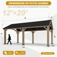 thumbnail image 6 of Sunmthink 12' x 20' Outdoor Wood Frame Gazebo, Hardtop Gazebo with Galvanized Steel, Permanent Wooden Pavilion for Patio Backyard Lawn Garden, 6 of 9