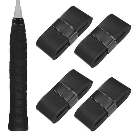 Uxcell 4-Pack Tennis Racket Grip Tape Anti-Slip Sweat Absorbent Pickleball Overgrip Grip Tapes for Pickleball/Racquetball/Badminton Black