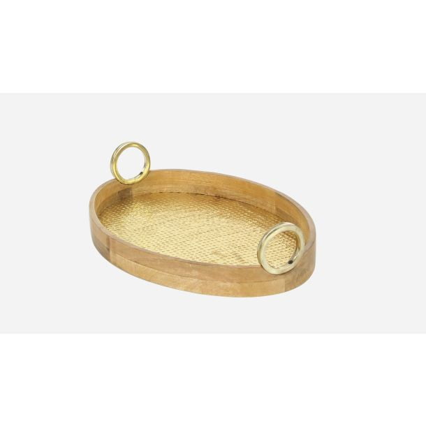 Decmode Traditional 24 And 28 Inch Oval Wood Brass Trays With Decmode Traditional 24 And 28 Inch Oval Wood Brass Trays With Round Metal Handles Set Of 2 Com