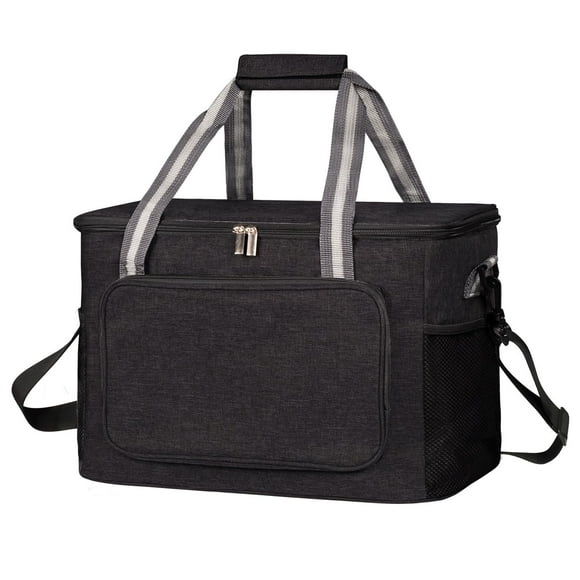Bolsa térmica iknoe grande, 24 litros, aislante, a prueba de fugas, negra, 36 latas