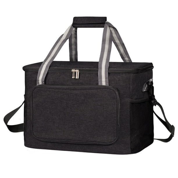 Bolsa térmica iknoe grande, 24 litros, aislante, a prueba de fugas, negra, 36 latas