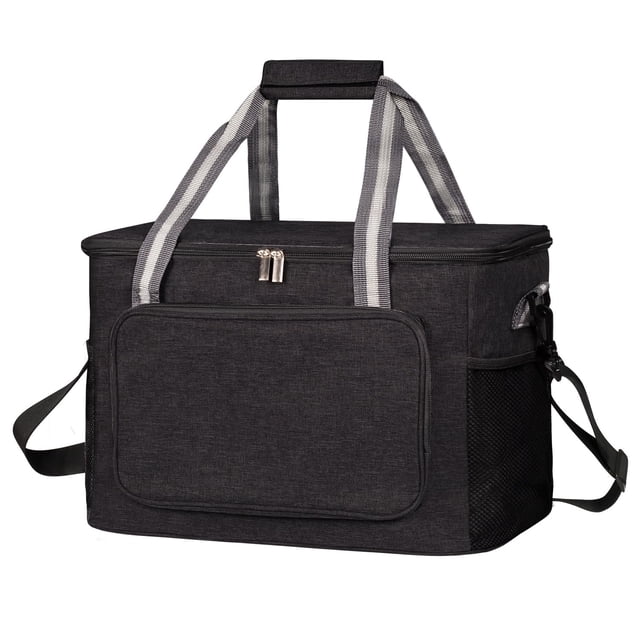 Bolsa térmica iknoe grande, 24 litros, aislante, a prueba de fugas, negra, 36 latas