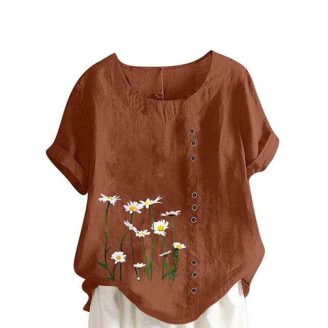 CHOK T-Shirts Graphiques Grande Taille pour Femmes Été Manches Courtes T-Shirts Décontractés Col Rond Chemises à Motif Imprimé Blouses Coupe Ample Vert Menthe TG