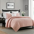 thumbnail image 2 of Swift Home  Crinkle Enzyme Wash Oversized Coverlet/Bedspread Quilt Sets Coral Full - Queen 3 Piece, 2 of 5