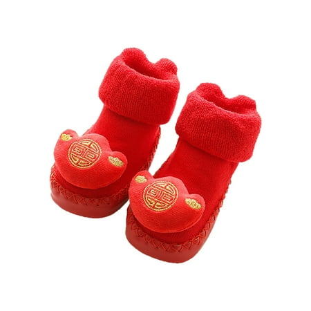 

Fsqjgq Kids Slip On Cute Toddler Autumn and Winter Boys and Girls Socks Shoes Flat Bottom Non Slip Warm Solid Color Chinese New Year Style Led Shoes Size 3 Cotton A 11