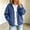 Dark Blue, variant on Women's Jacket Long Sleeve Zip-Up Denim Pockets Zipper Crew Neck Hip Fabric Solid Front Everyday Spring and Fall