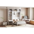 thumbnail image 3 of New Full Size Wall Murphy Bed with Desk, Top Cabinet and Storage Shelves, Space Saving Foldable Bed,White, 3 of 10