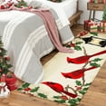 thumbnail image 4 of 3PCS Kitchen Mat set, Welcome Door Flannel Rug,Home Decor for Front Door,Kitchen, Bathroom, Red Cardinals Holly Berries Christmas Theme Pattern ,Great Thanksgiving Day, 4 of 9