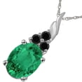 thumbnail image 5 of AoneJewelry 1.35 Cttw Oval Emerald & Black Diamond Pendant Necklace in 14k White Gold, 5 of 5