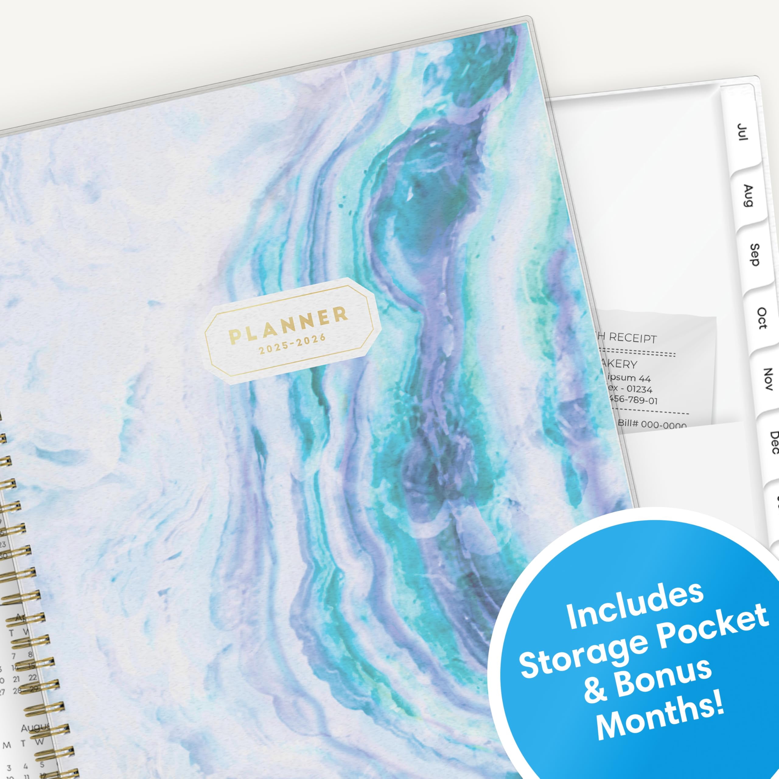 Blue Sky 2025-2026 Weekly and Monthly Academic Year Planner Calendar, July 2025 - June 2026, 8.5" x 11", Wirebound, Laminated Tabs, Storage Pocket, Gemma