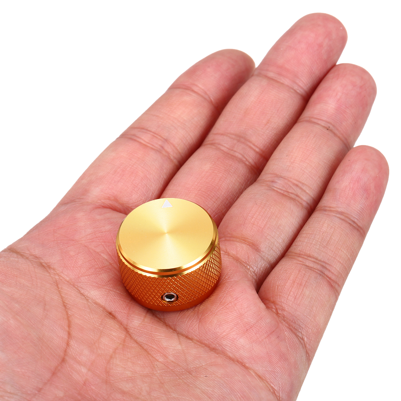 Uxcell 6 Pcs Aluminium Potentiometer Knobs, 1/4" (6mm) Universal Volume Tone Control Knobs for Guitar, Bass, Diamond 5/8" Gold