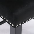 thumbnail image 3 of MIKIBAMA Black Velvet Barstools with Button Tufted Wooden Legs, Modern Counter Height Bar Chairs, Set of 2, 3 of 11