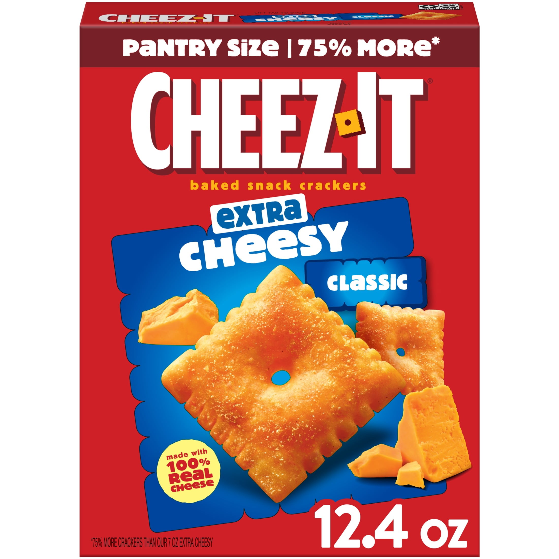 (12 pack) Cheez-It Extra Cheesy Cheese Crackers, Baked Snack Crackers, 12.4 oz