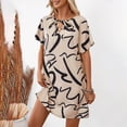 thumbnail image 3 of Vestido Corto de Verano, Vestido Casual de Cuello Redondo de la Mitad de la Manga de la Estampa Ruffle Hecho de Poliéster Cómodo para Primavera Verano, Vestido de Verano con Mangas, 3 of 5
