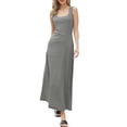 thumbnail image 2 of INSPIRE CHIC Striped Midi Dress for Women Summer Ribbed Knit Bodycon Sleeveless Tank Dresses XS Black, 2 of 6