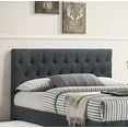 thumbnail image 4 of Contemporary Modern Charcoal Burlap Button Tufted Full Size Bed w Trundle Bedroom Upholstered 1pc Bed Wooden Slats, 4 of 7