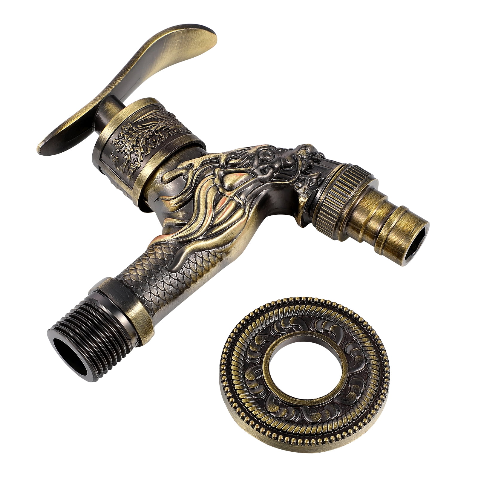 TOPBATHY Antique Single Handle Water Tap Wall Mount Faucet for Washing Machine Sink Kitchen Bathroom