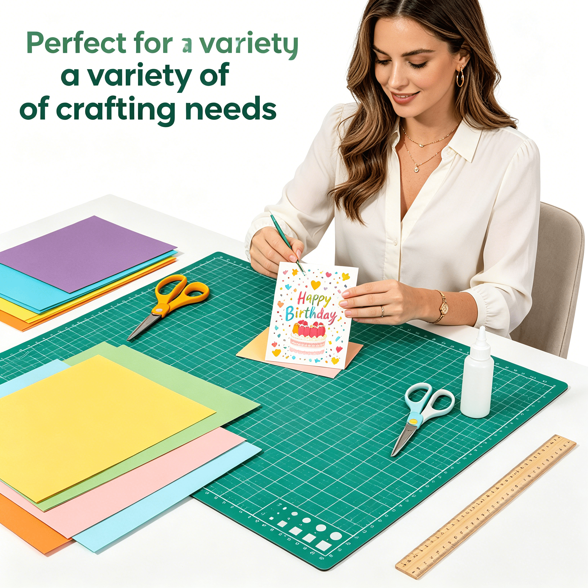 CCOCC 2026 New 3Pcs Cutting Mat Anti-Slip Design Self Healing Cutting Mat Wide Application Cutting Matts for Sewing Professional Tool Green