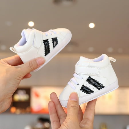 

Infant Newborn Baby Boys Striped Comfortable Non-slip Hook & Loop Fastener Shoes