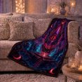 thumbnail image 6 of All Seeing Eye Pyramid over Crystal Cavern, Occult Fantasy Style for Mystic Art Lovers, Lunar Portal Scene and Halloween Gift, Soft Flannel Blanket for Studio, Home Decor, 6 of 9