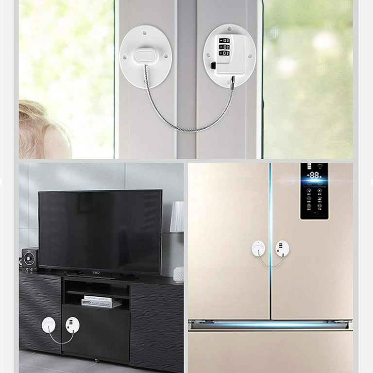 tooloflife Refrigerator Lock Fridge Passcode Lock 3 Digit Combination Lock  for Furniture Cabinets White 