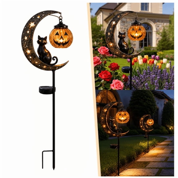 Solar Halloween Garden Stake Light with Pumpkin Moon Design for Outdoor Decor Halloween Decorations Outdoor Halloween Decor