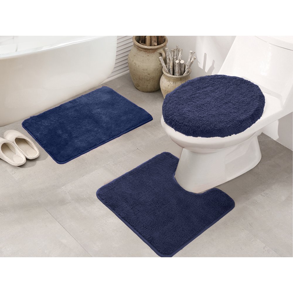 Royalty 3Piece Bath Rug Set in Navy Blue