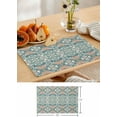 thumbnail image 6 of Placemats Set of 6, Cotton Linen Heat Table Mats Non-Slip Washable Teal Green Rustic Retro Pink Flowers Placemat for Holiday Banquet Dining Kitchen Table Decor, 6 of 6