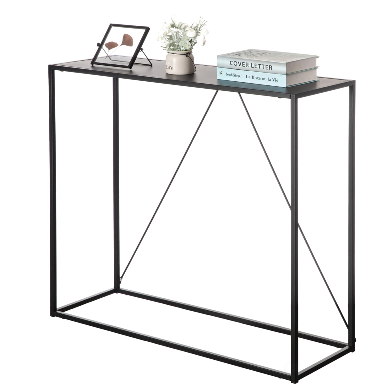 Fabulaxe QI004188.BK Modern Display Metal Console Table, for Dining, Entryway and Hallway, Black