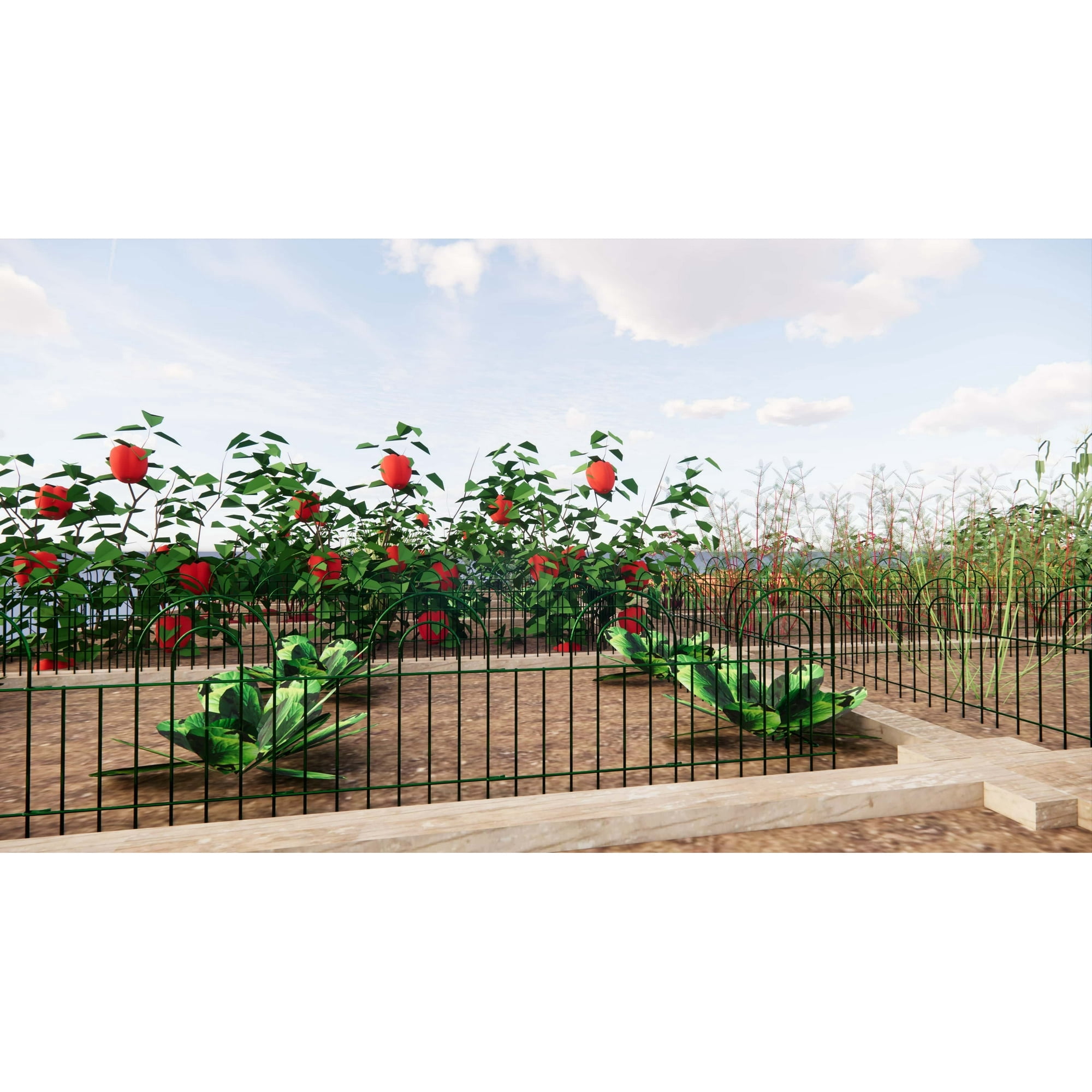 Holaki 14 Panels Decorative Outdoor Garden Fence 24in(H) X 20.4ft(L) Animal Barrier Fencing Galvanized Rustproof Metal Landscape Wire Fencing Patio Fences Moveable Flower Bed Border Dark Green