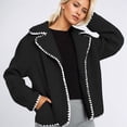 thumbnail image 4 of Jacket for Women Long Sleeve Embroidered Contrast Trim Notched Lapel Open Front Coat with Pockets Outerwear, 4 of 6