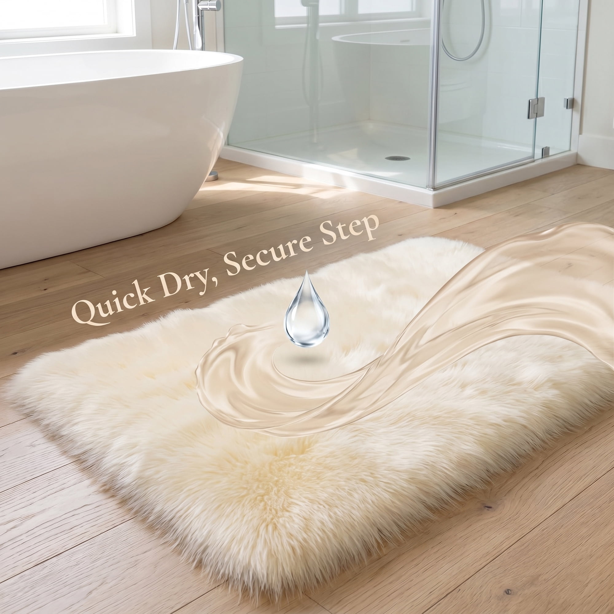 Unique Bargains Shaggy Area Rug Ultra Fluffy Non Slip Fuzzy Carpet 24" x 16" Beige