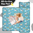 thumbnail image 4 of Unicorn and Flower Blue Pattern Teens Toddler Nap Mat with Pillow, Sleeping Mat Bag for Preschool Daycare 59"x22", 4 of 6