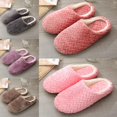 thumbnail image 6 of Jacquard Soft Bottom Cotton Slippers, Non-slip Warm Slip On House Bedroom Slippers, Pink, S/36-37, 6 of 12